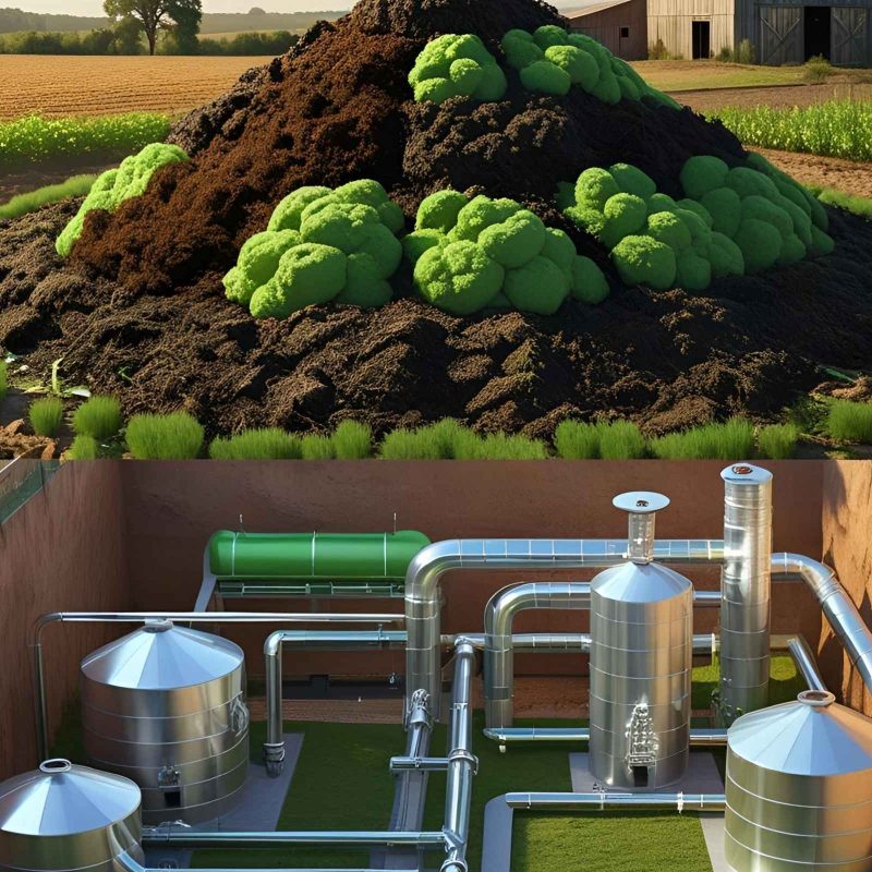 Compost pile or bio-digester system on the farm