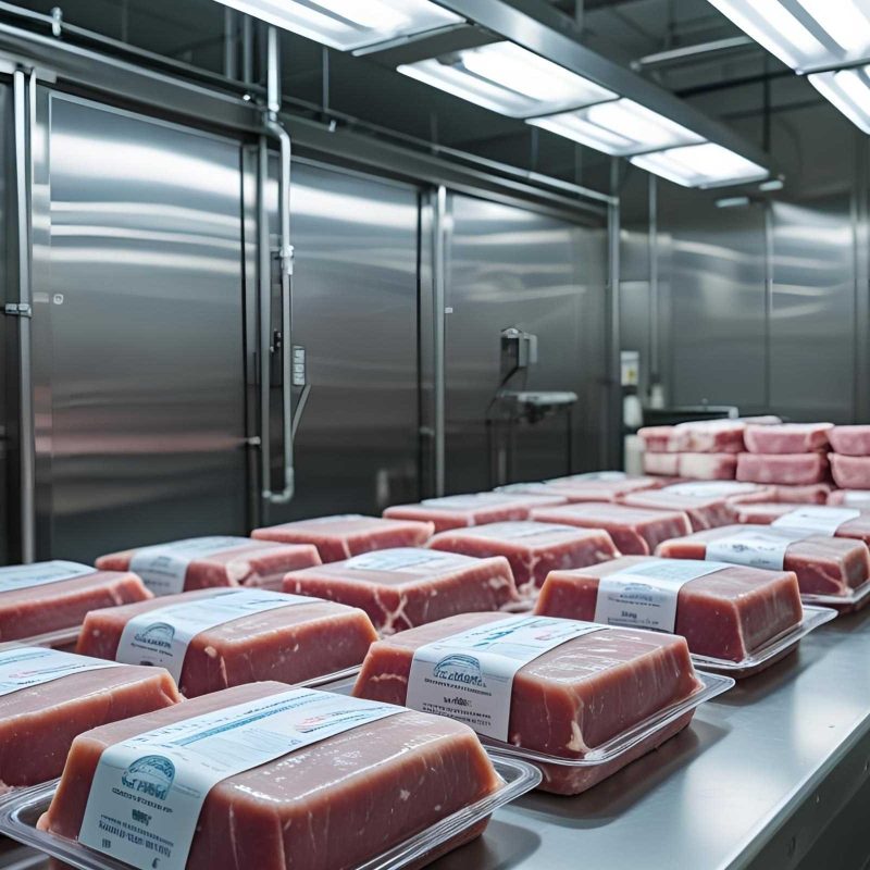 Image of well-packaged frozen meat or sanitized processing area