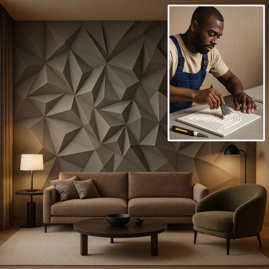 4. 3D Mural Feature Wall in a Luxury Lounge