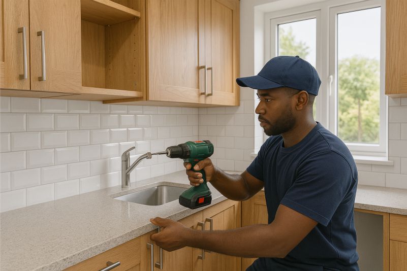 6. Kitchen Tiling and Cabinet Installation